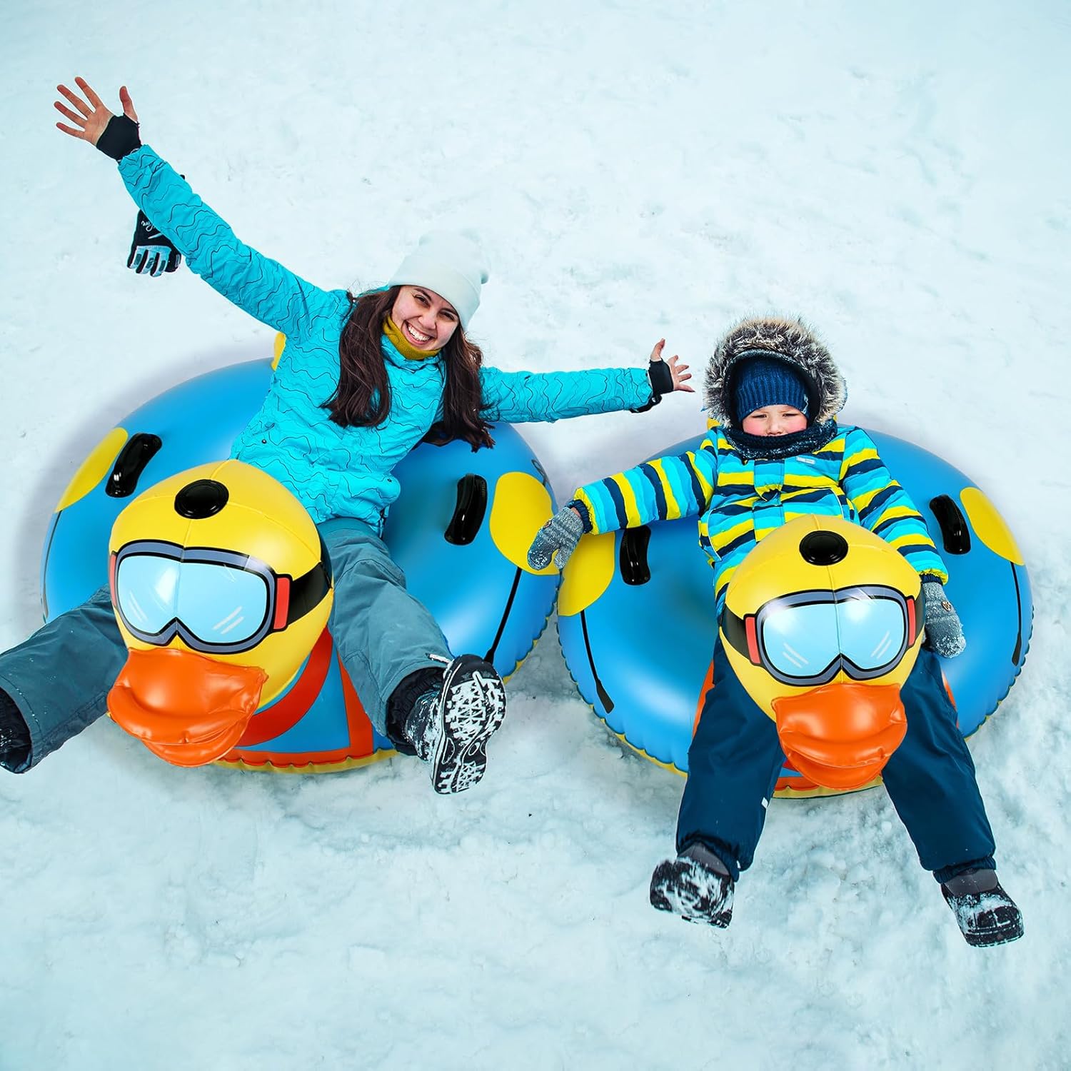 2 Pcs Inflatable Snow Sled Tube 37 Inch 47 Inch PVC K7016