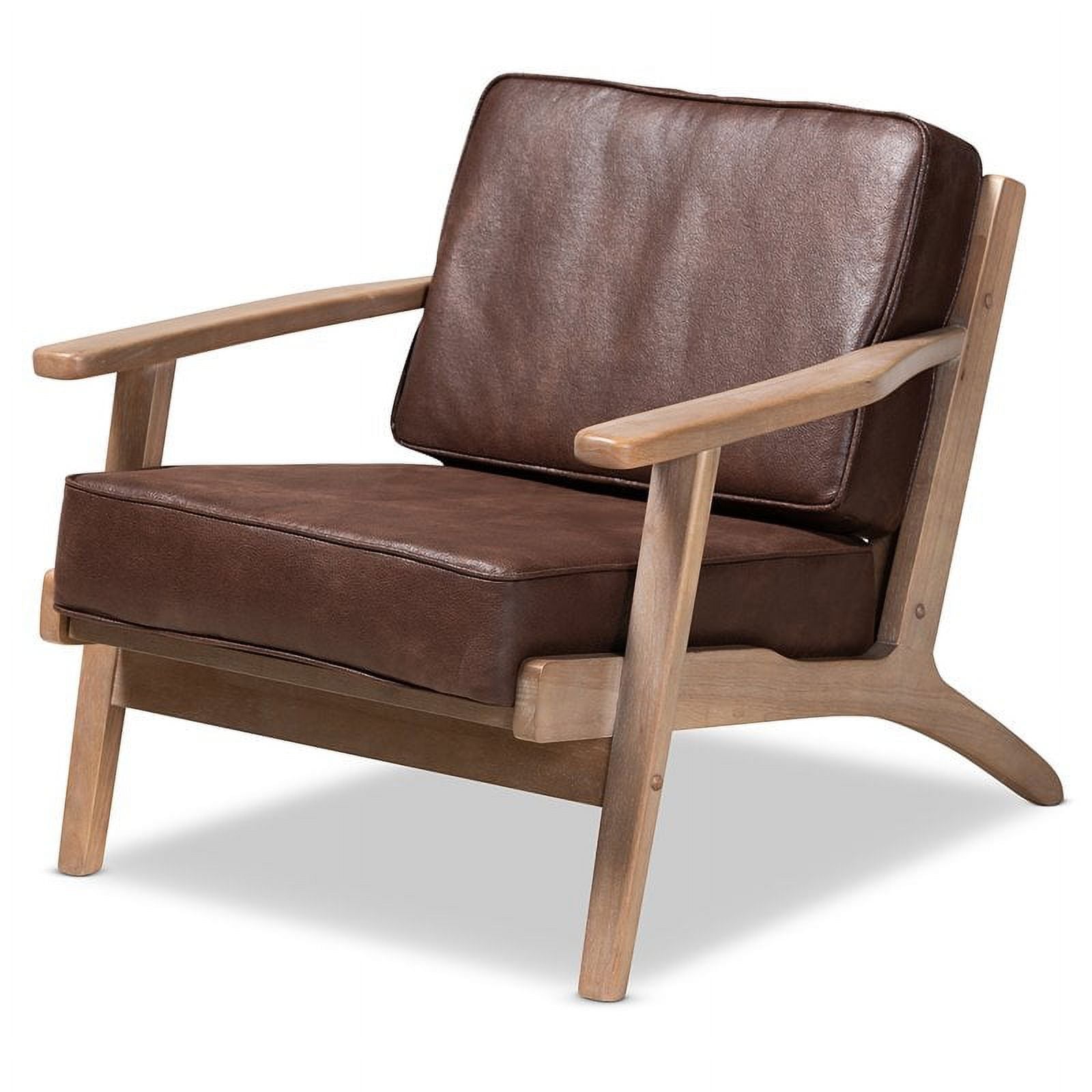 Dark Brown Faux Leather Armchair and Ottoman Set G432178