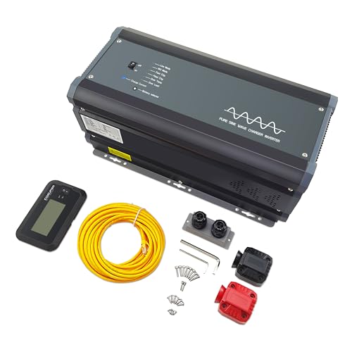 2000W Pure Sine Wave Power Inverter Charger 12V DC to 120V AC with LCD Remote Panel P797