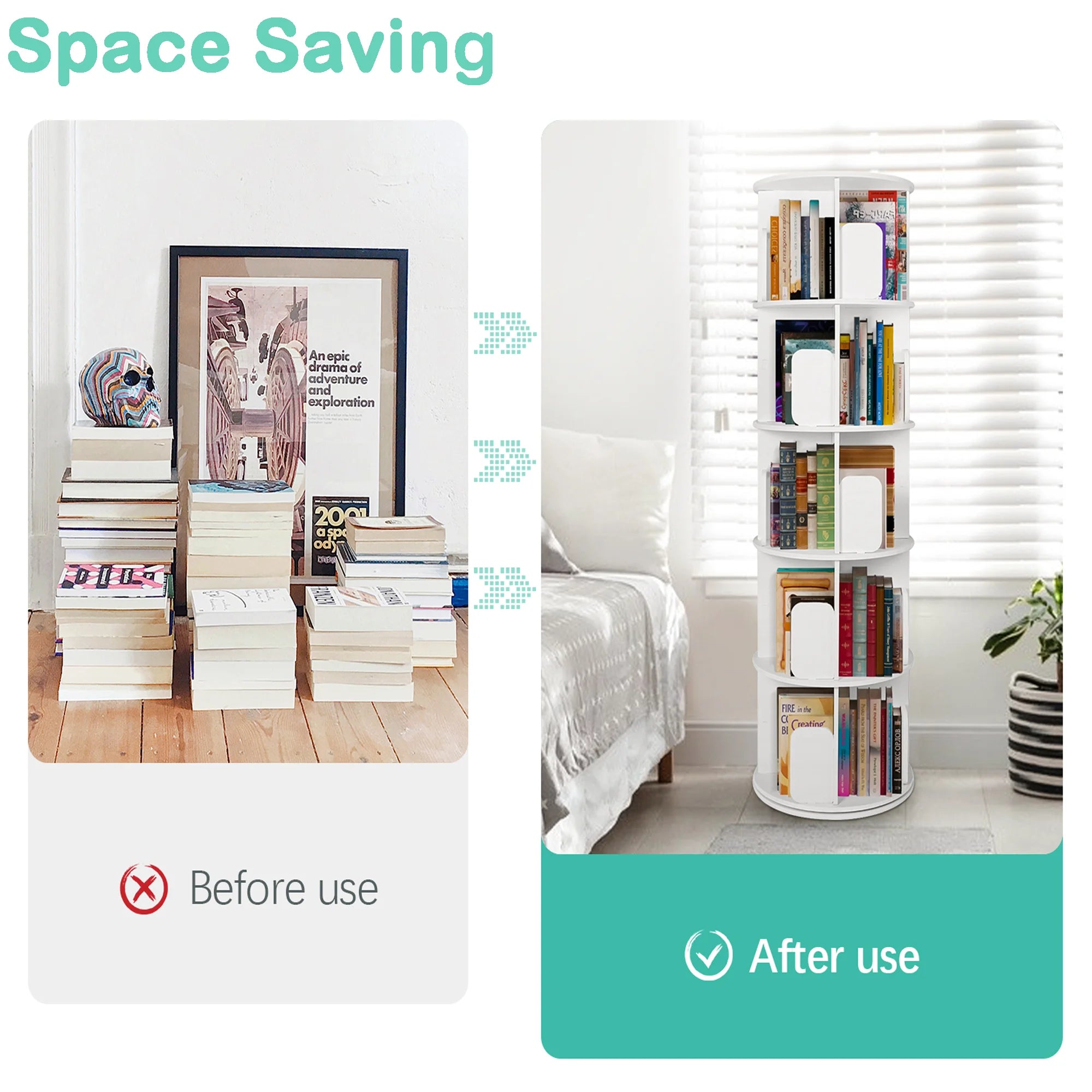 5 Tier 360 Degree Rotating Bookshelf with 20 Shelves N461562
