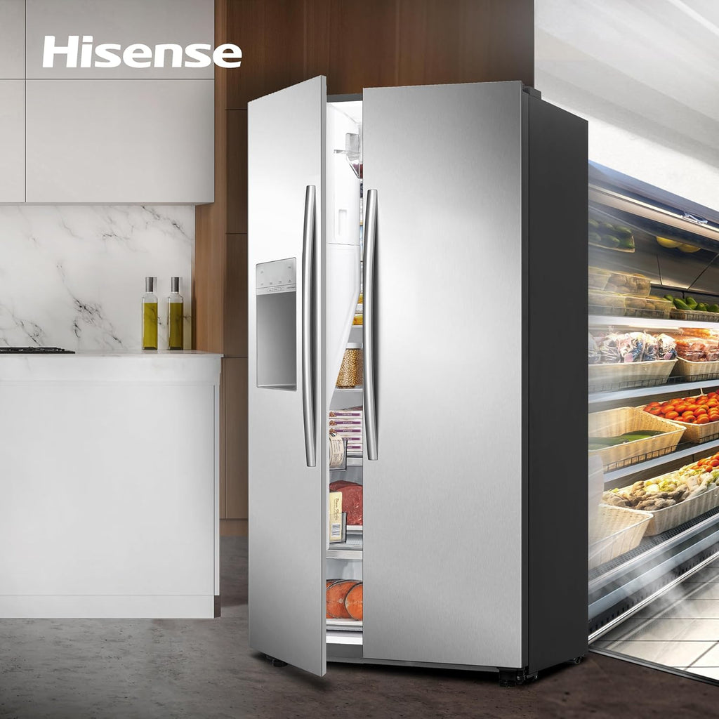 Stainless Steel Freestanding Side-by-Side Fridge Freezer with Water and Ice Dispenser M4168