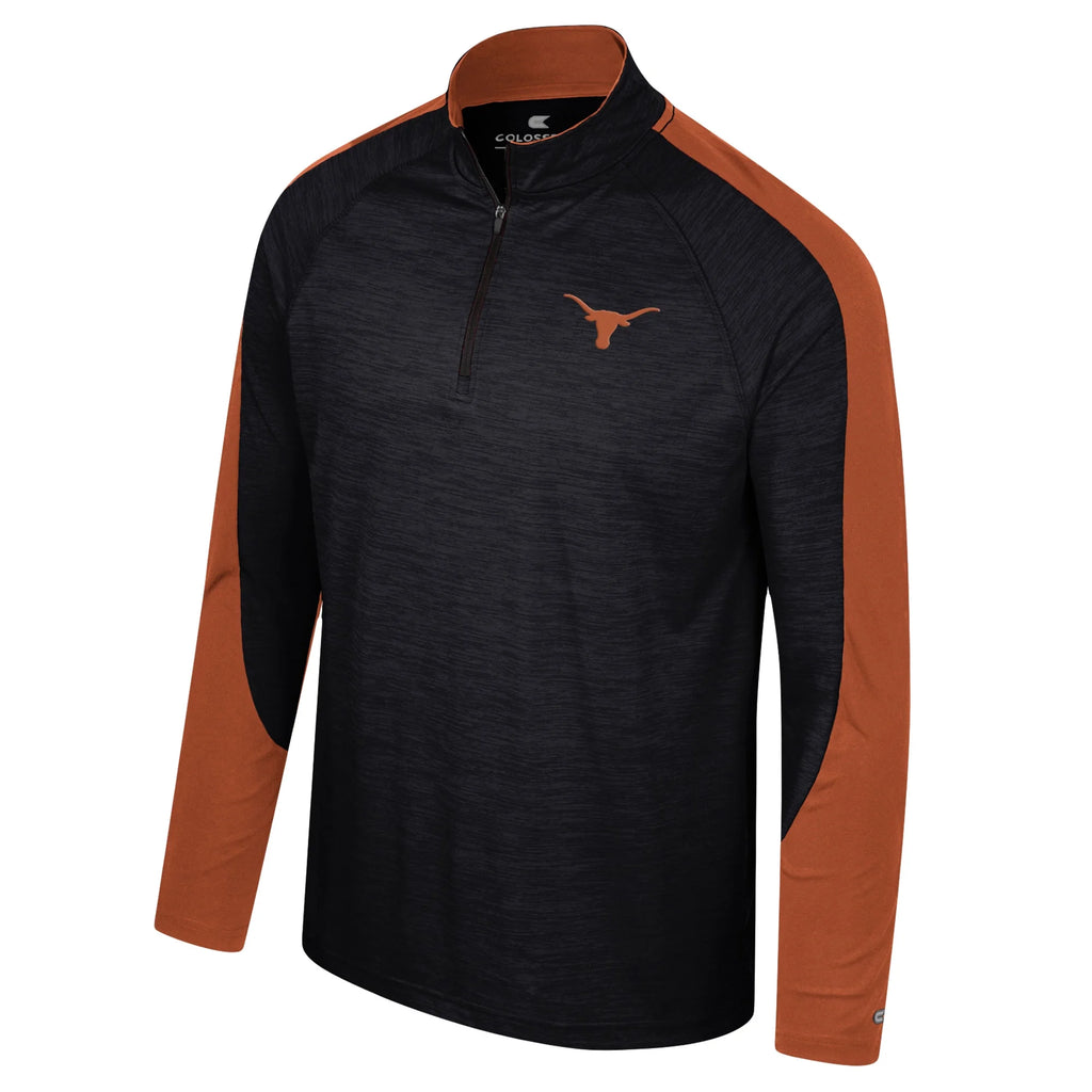 Black Texas Longhorns Raglan Quarter-Zip Top A76204