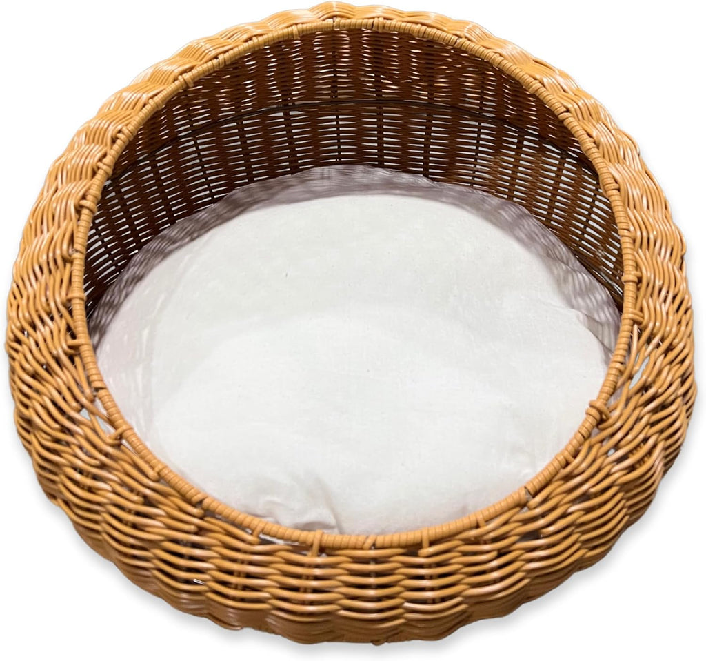Poly Rattan Pet Bed Basket with Removable Washable Cushion Y895