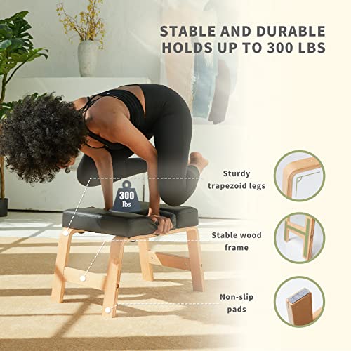 Black Yoga Headstand Bench with Wood and PU Pads B9410