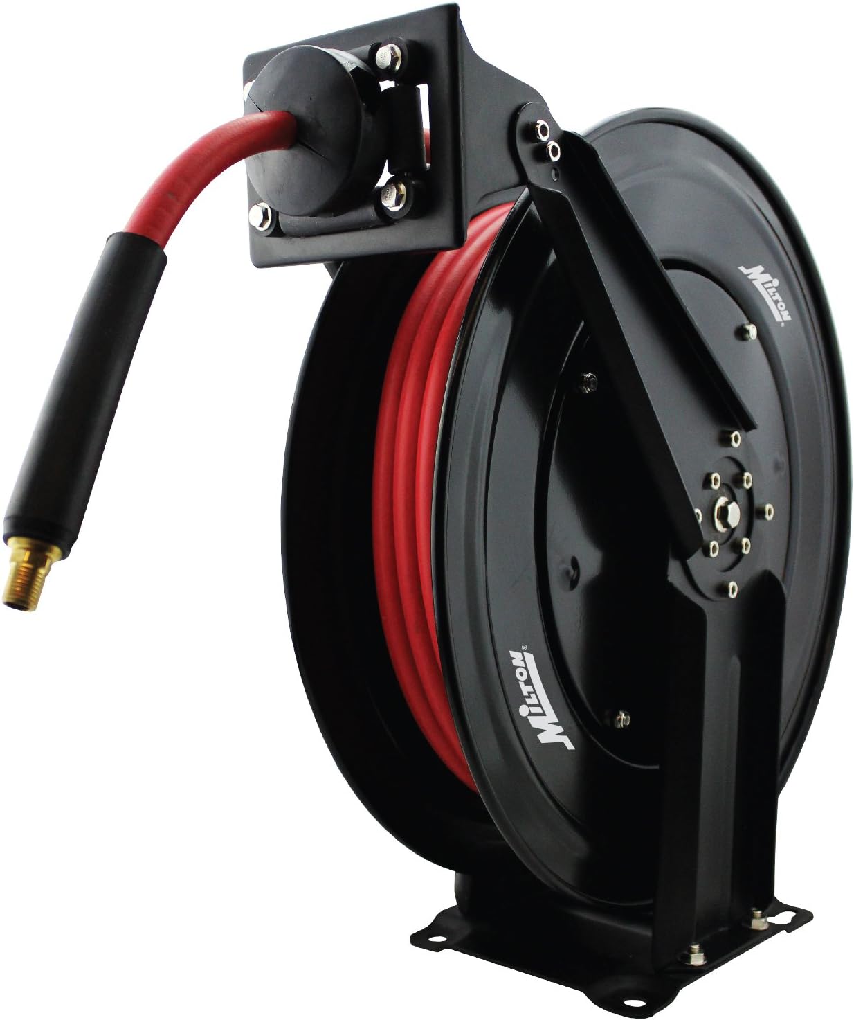 Steel Dual Arm Auto-Retractable Air Hose Reel with 3 ft. Rubber Hose W7319