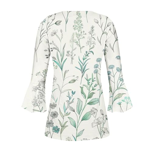 Women's Print V Neck Pullover Cotton Blouse V93470