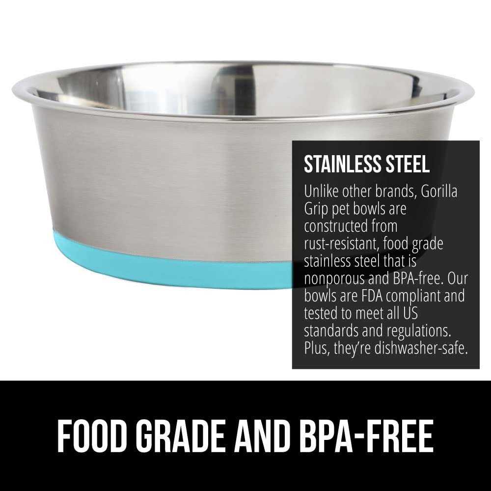 Stainless Steel Metal Dog Bowl Set of 2 with Rubber Base Z653