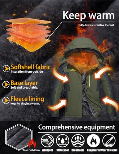 Men's Waterproof Snowboard Fleece Lining Jacket with Hooded T115769