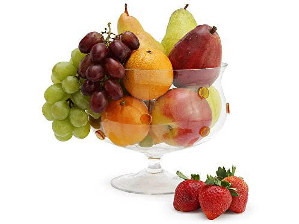 Glass Trifle Bowl, 8 Inch Footed Glass Fruit Bowl with Gold Glass Dots Y14982