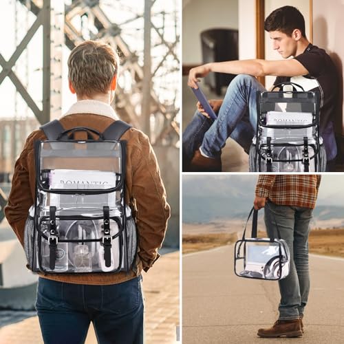 Black Clear Backpack with Support Pad M8640