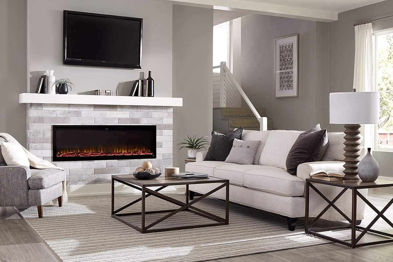 60 Inch Smart Electric Fireplace and 72 Inch Espresso Wood Mantel P340
