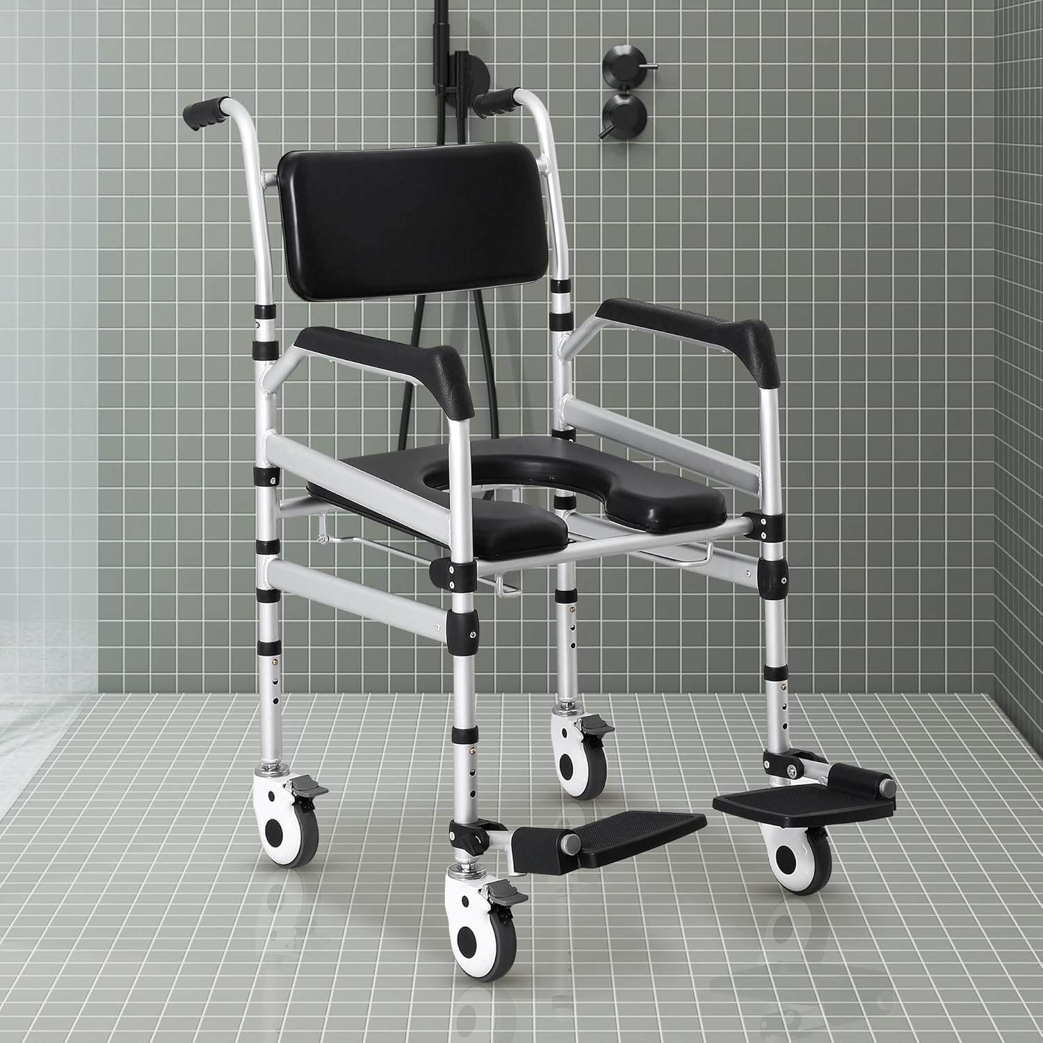 Shower Chair with Wheels, Height Adjustable T1573