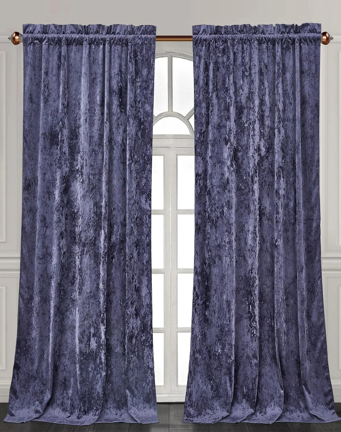 Purple Crushed Velvet Curtains 2 Panel Set 50" W x 84" L T877383