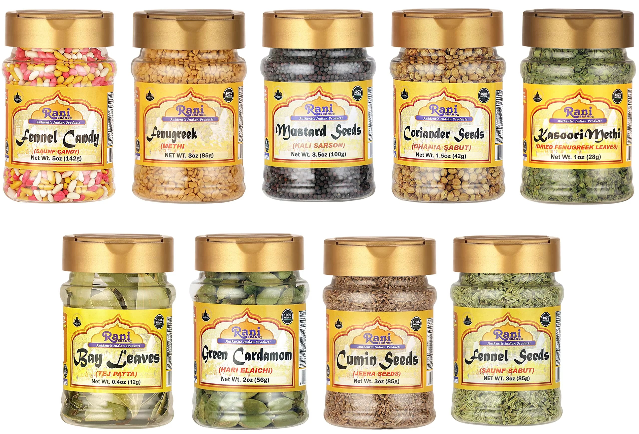 Indian Whole Spices 9 Bottle Gift Box Set, 3oz per Bottle A7200
