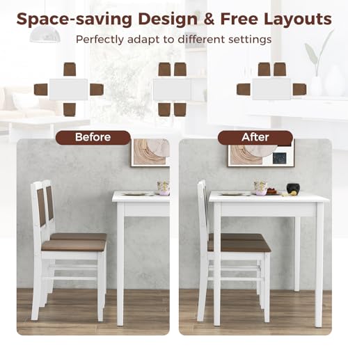 5-Piece Rectangular Dining Table Set with 4 Chairs, Solid Wood Legs, Padded Seat & Backrest, White K50368