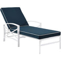 White Metal Chaise Lounge with Grey Cushions Z155409