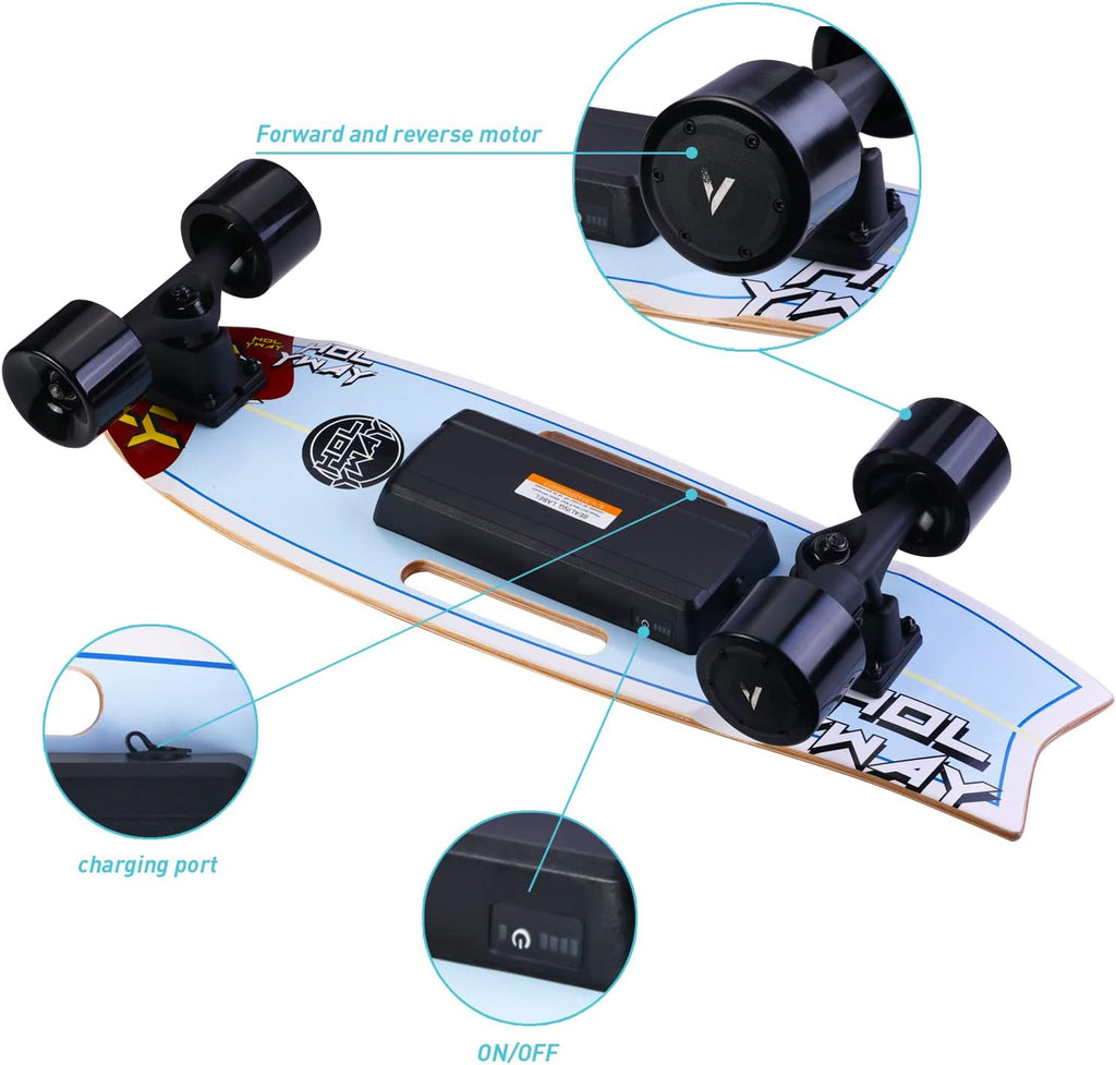 Electric Skateboard with Remote Control, 350W Hub-Motor, 13 MPH Top Speed, 5.5 Miles Range E88176