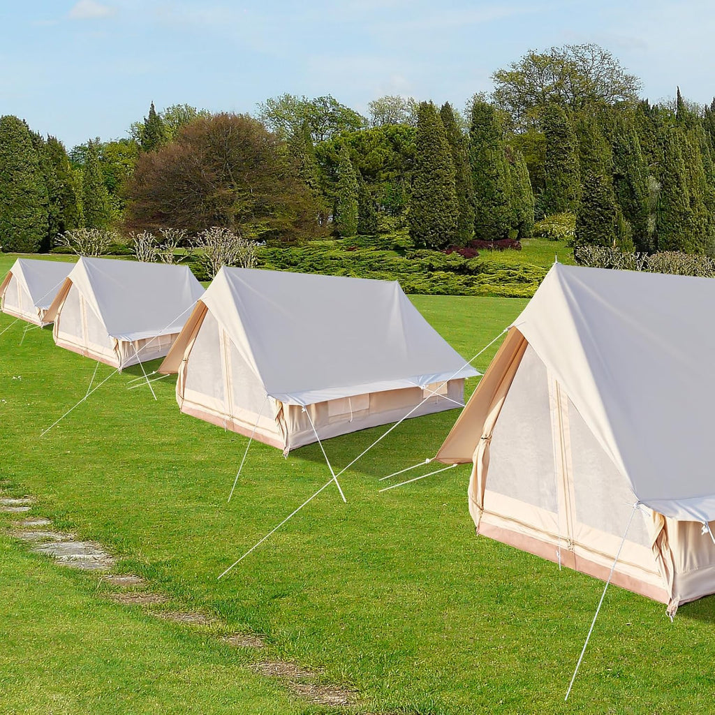 Canvas Glamping Tent Rainproof for 4 Person with Windows K7953