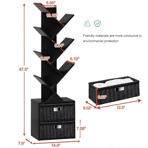 6 Tier Wood Bookshelf with Storage Drawer G5741