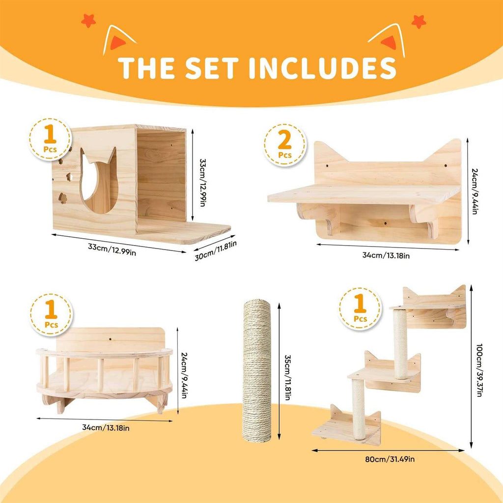Cat Wall Shelves, Furniture Set, Shelves and Perches for Wall Q552