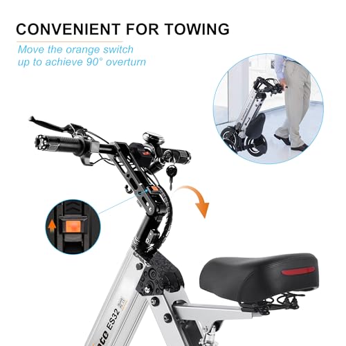Electric Scooter 3 Wheels Foldable Trike with Seat, Light Weight, 10 Inch Pneumatic Tires I6085