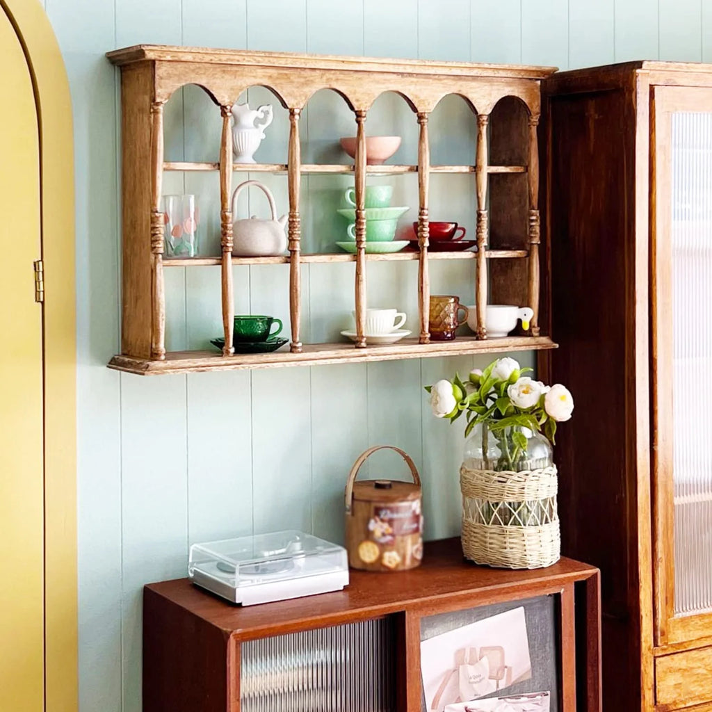 Walnut Color Miniature Wooden Wall Cabinet J1290