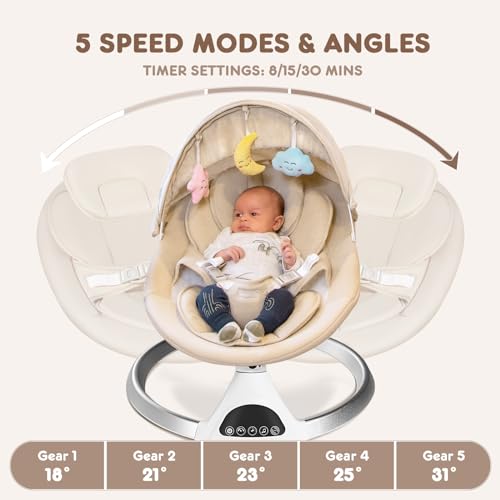 Pink Motorized Baby Swing with Bluetooth Music Speaker T248