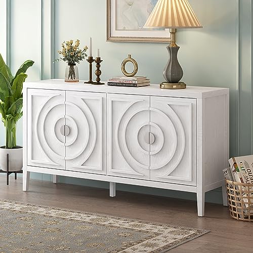 Black 4-Door Sideboard Cabinet with Adjustable Shelves F95320