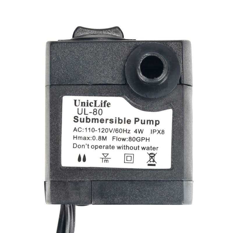 80 GPH Submersible Water Pump 4W Quiet Pump with 6ft Power Cord Y322