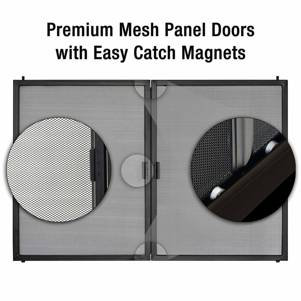 Black Fireplace Glass Firescreen Doors L8614