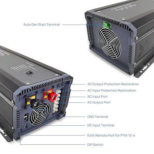 2000W Pure Sine Wave Power Inverter Charger 12V DC to 120V AC with LCD Remote Panel P797