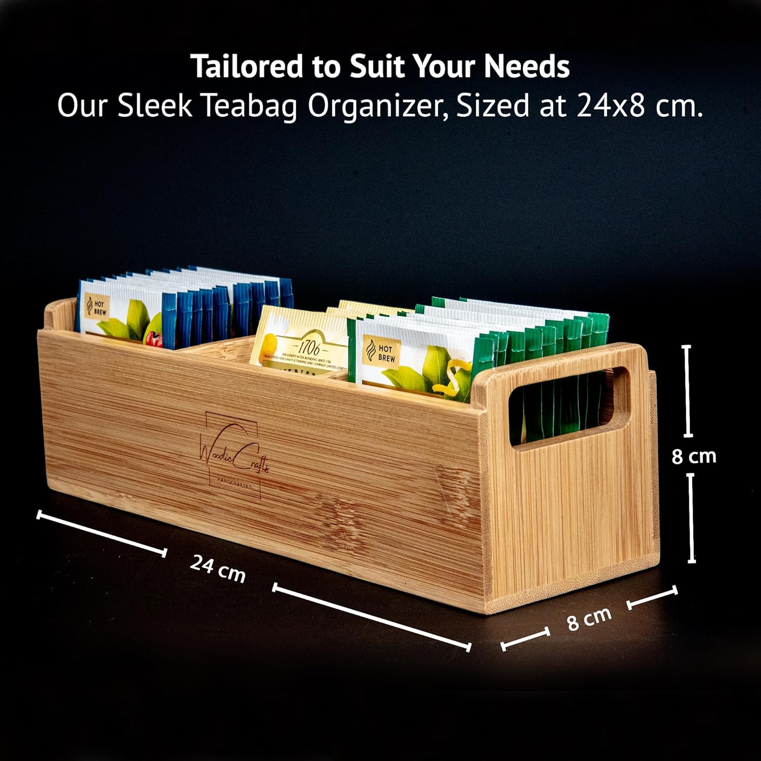 Bamboo Wood Tea Bag Storage Organizer Box C7380