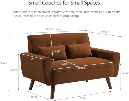 Green Small Loveseat Sofa with Wood Legs V8966