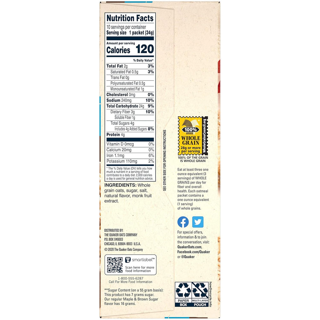 Instant Oatmeal Maple Brown Sugar 10 Ct F54032