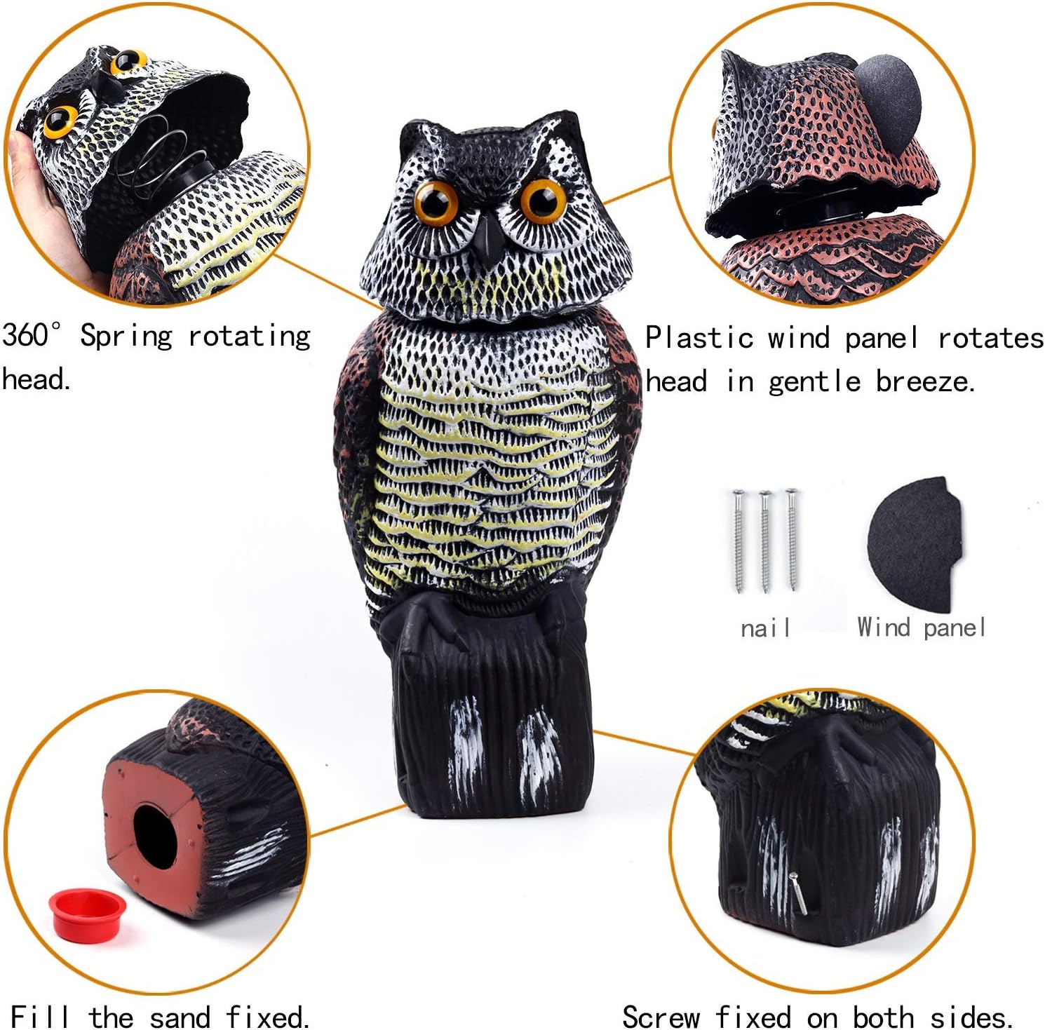 Owl Decoy with Rotating Head P340