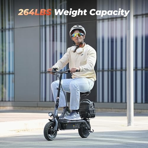 Electric Scooter with Seat, 14" Pneumatic Tire, Height Adjustable Seat O4150