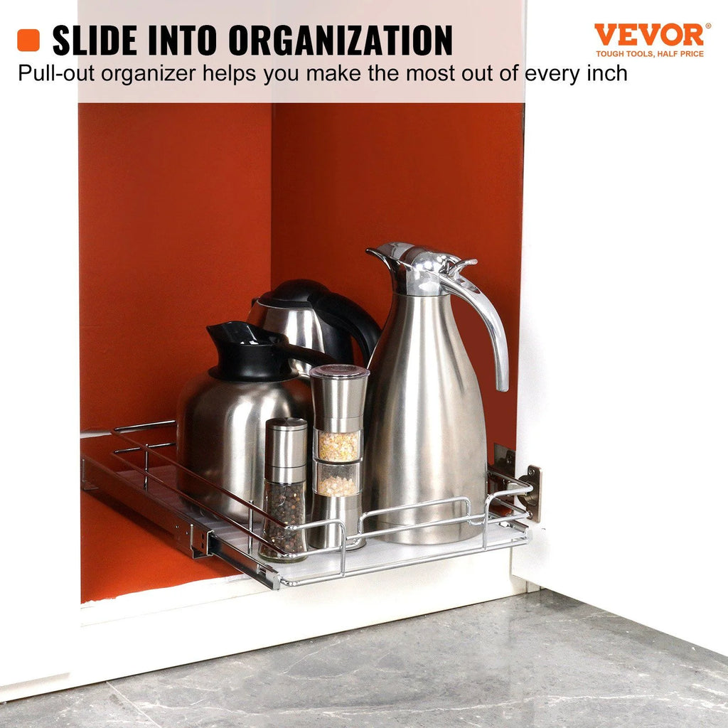 Chrome Steel Pull Out Cabinet Organizer with Slide Out Shelves M7874