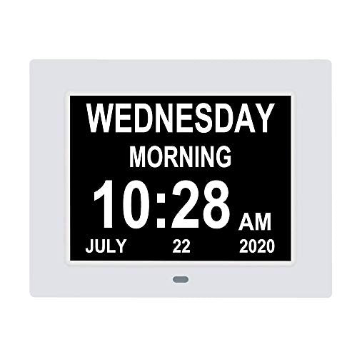 8 Inch Extra Large Calendar Day Date Time Clock with Non-Abbreviated Day Month Q41293