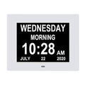 8 Inch Extra Large Calendar Day Date Time Clock with Non-Abbreviated Day Month Q41293