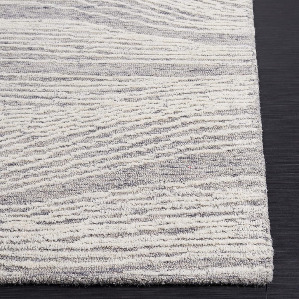 Grey & Ivory 8' x 10' Handmade Wool Area Rug N99495