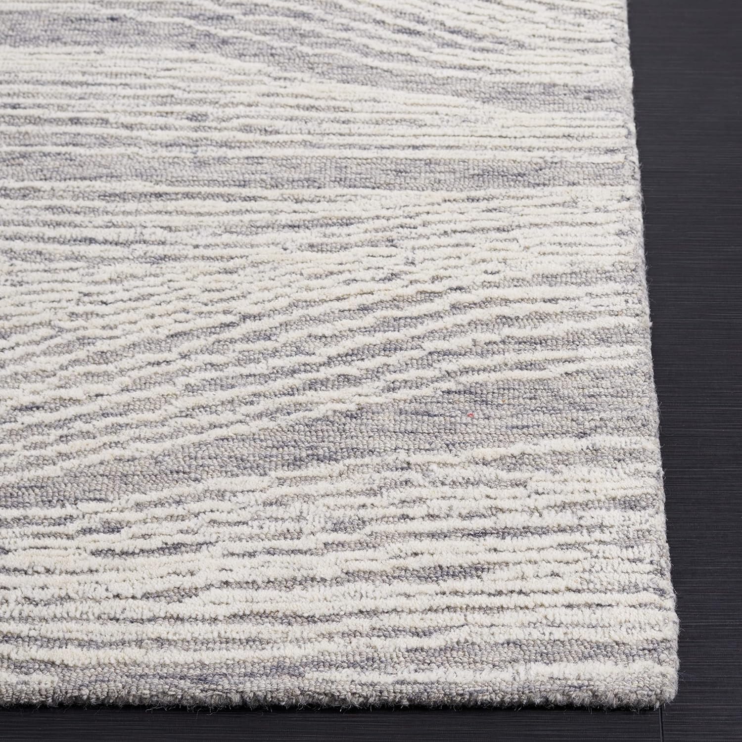 Grey & Ivory 8' x 10' Handmade Wool Area Rug N99495