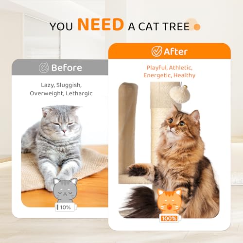 Gray Wooden Cat Tree with Litter Box and Scratching Posts U857