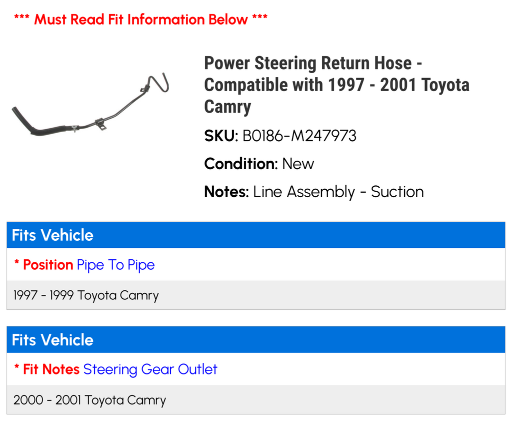 Power Steering Return Hose Z875