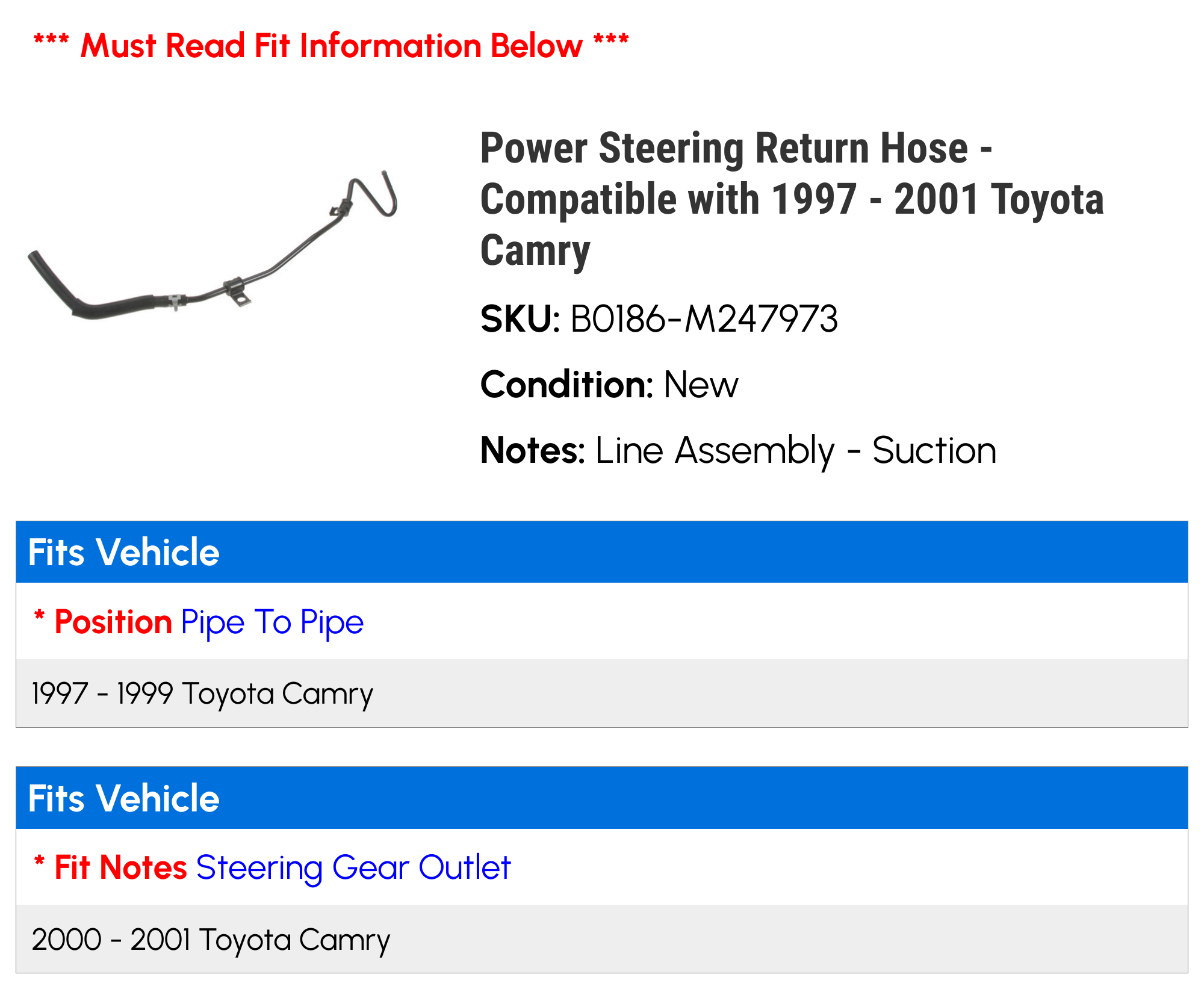 Power Steering Return Hose Z875