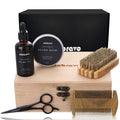 Beard Kit with Beard Oil, Beard Balm, Beard Brush, Beard Comb, Scissors in Bamboo Gift Box M23616