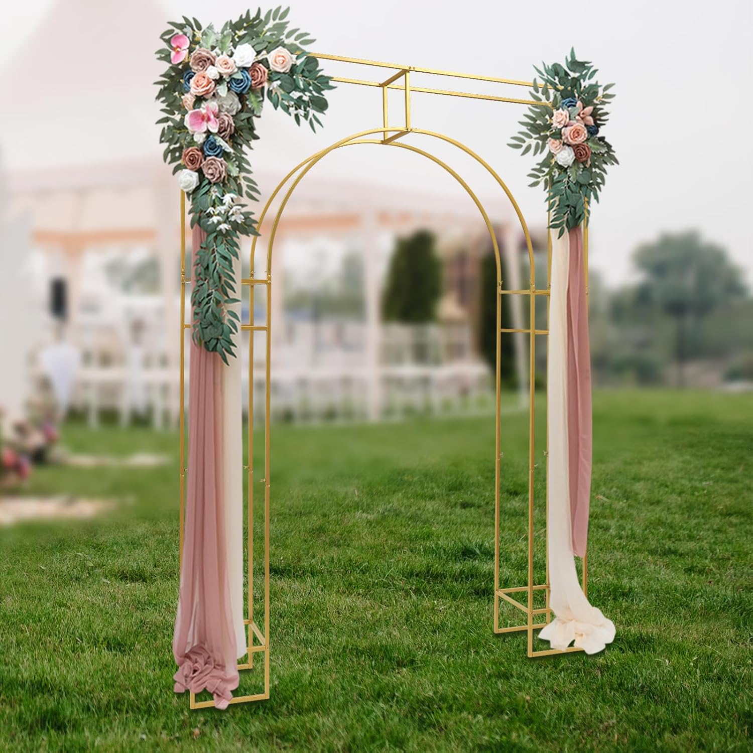 Gold Metal Double Arch Wedding Backdrop Stand W82130
