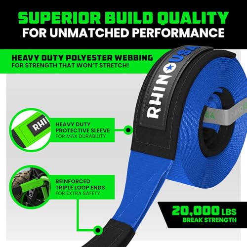 Recovery Tow Strap 3" x 20' 31,518lb Break Strength Heavy Duty Towing Strap E17914