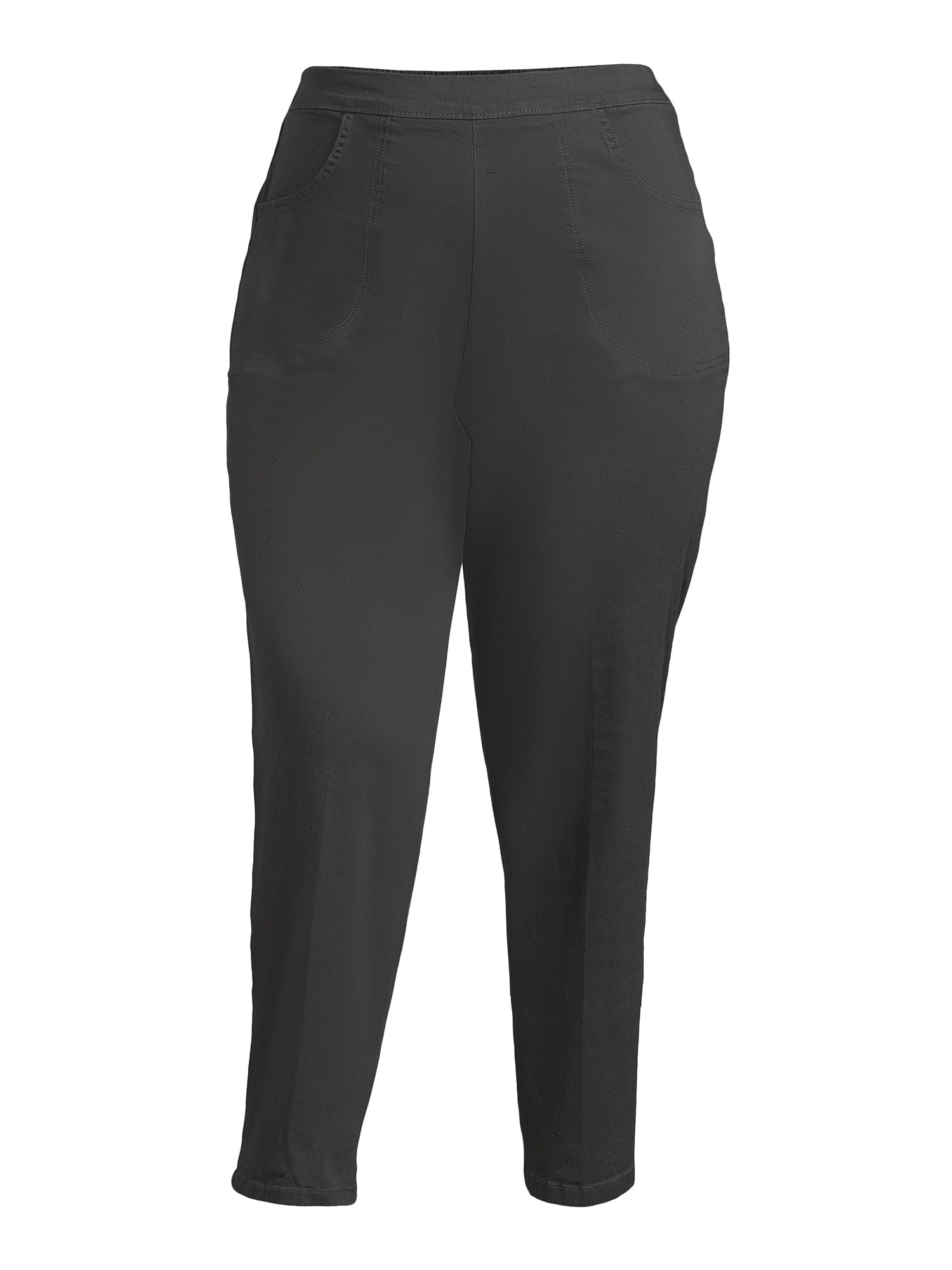 Plus Size Pull on 2-Pocket Stretch Woven Pants J205