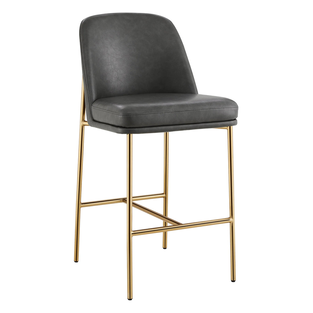 27 inch Faux Leather Counter Height Bar Stool Set of 2 with Back & Metal Legs U532728