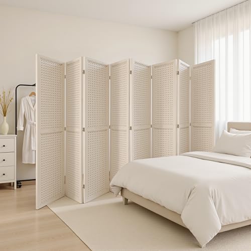 6 Panel Wooden Folding Room Divider with Shelves K489634